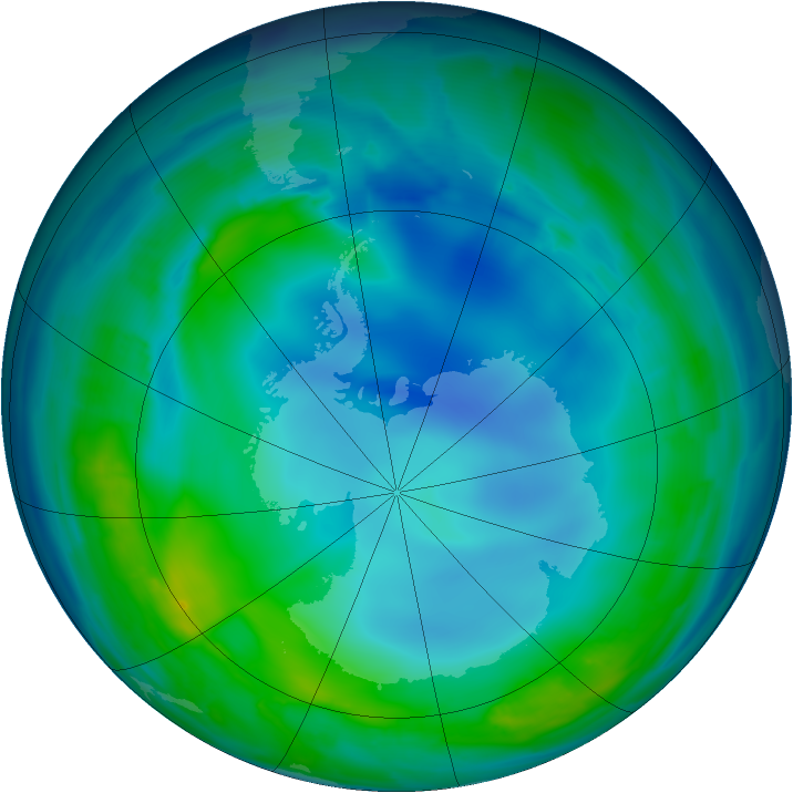Antarctic ozone map for 21 May 2013